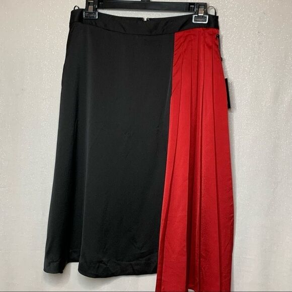 DKNY Womens Black Color Block Midi A-Line Skirt - Picture 2 of 6